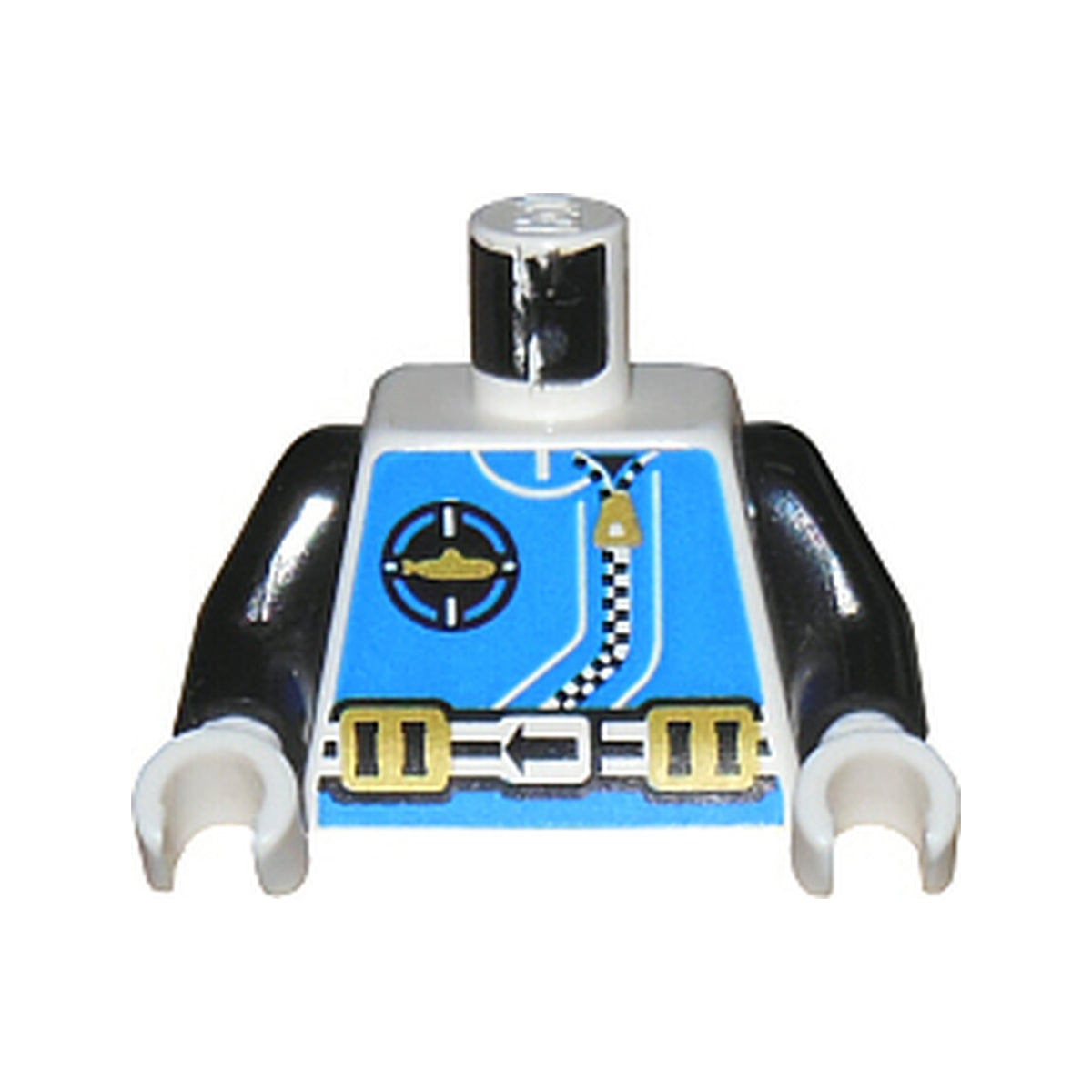 LEGO® Torso Aquazone Aquanaut Sub Logo, Zipper, and Weight Belt Pattern / Black Arms / White Hands 973px170c01 weiss