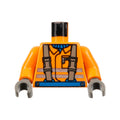 LEGO® Torso Town Construction Brown Suspenders, Shirt, Safety Stripes Pattern / Orange Arms / Dark Gray Hands 973px177c01 orange