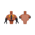LEGO® Torso, Modified Short with Ridged Armor with Long Orange Collar, Black Tie Pattern / Black Arms with Molded Dark Orange Short Sleeves Pattern / Black Hands 98127pb01c01 dunkelorange