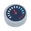 LEGO® Tile, Round 1 x 1 with Black Gauge with Red Pointer and White, Medium Azure, and Red Tick Marks Pattern 98138pb175 hellgrau