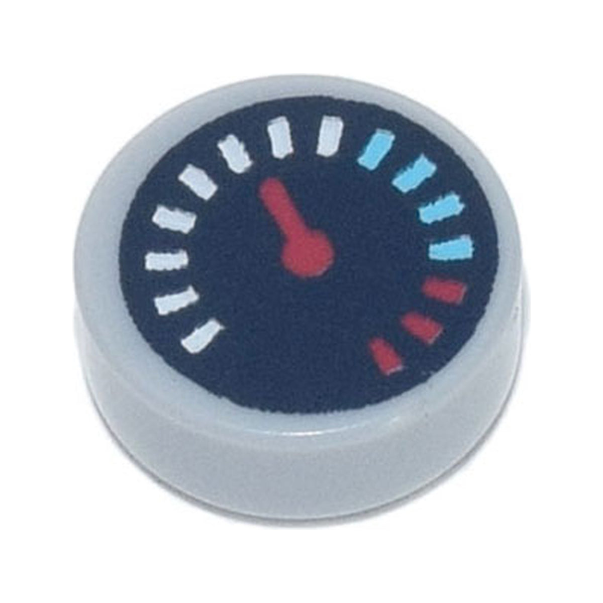 LEGO® Tile, Round 1 x 1 with Black Gauge with Red Pointer and White, Medium Azure, and Red Tick Marks Pattern 98138pb175 hellgrau