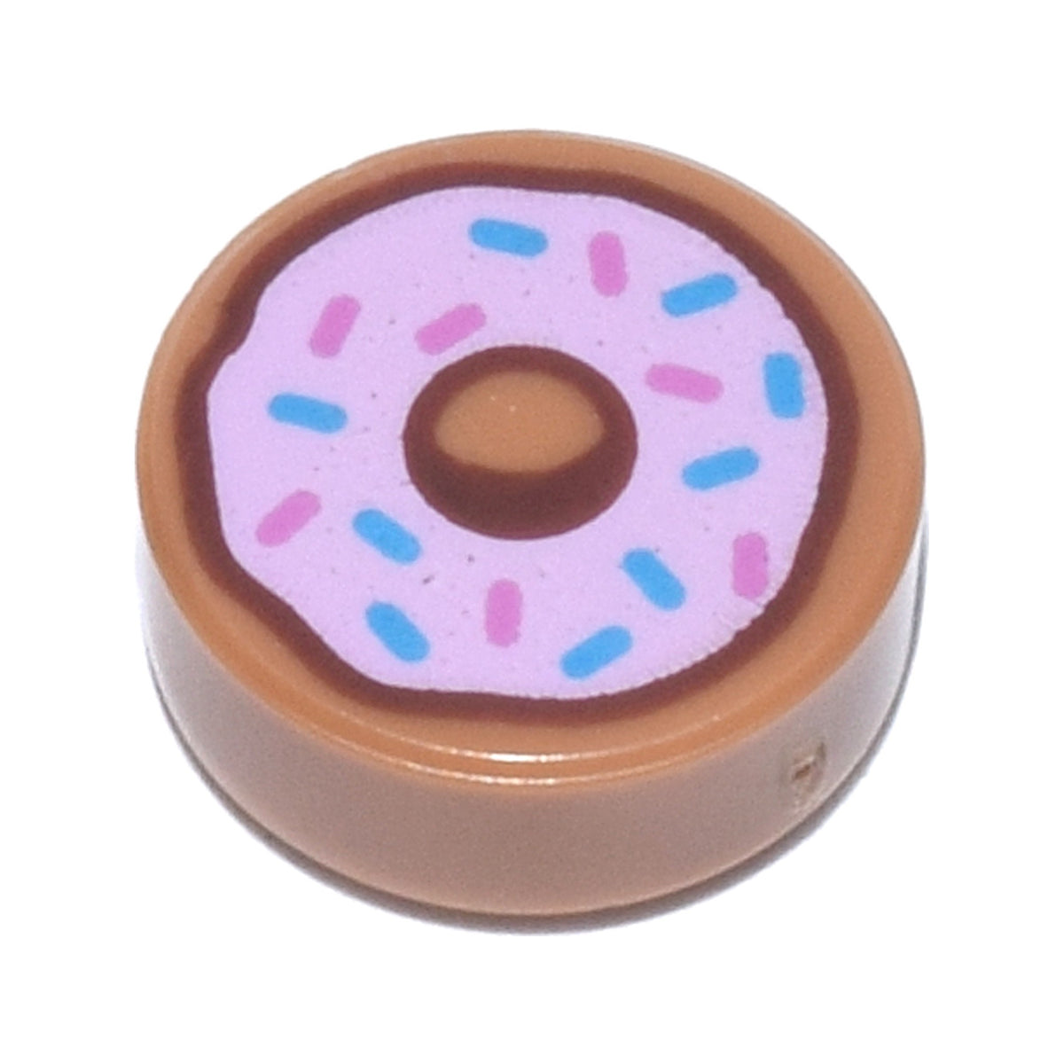 LEGO® Tile, Round 1 x 1 with Donut / Doughnut with Bright Pink Frosting and Dark Azure and Dark Pink Sprinkles Pattern 98138pb182 mittelnougat