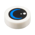 LEGO® Tile, Round 1 x 1 with Black Lens / Circle with Dots and Blue Crescent Moon Pattern 98138pb408 weiss