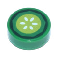 LEGO® Tile, Round 1 x 1 with Dark Green, Lime and White Cucumber Slice Pattern 98138pb443 grün