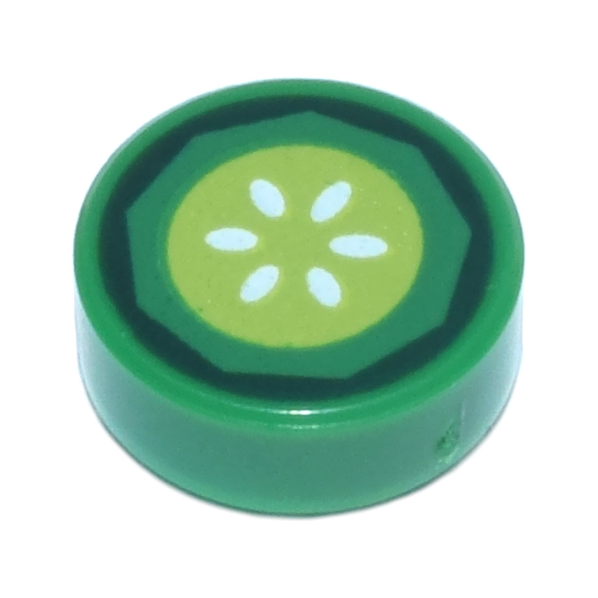 LEGO® Tile, Round 1 x 1 with Dark Green, Lime and White Cucumber Slice Pattern 98138pb443 grün