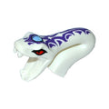 LEGO® Minifigure, Head, Modified Snake Long Neck with Open Mouth with Red Eyes, Bright Light Blue Gem and Dark Purple Tribal Symbol Tattoos Pattern 98154pb02 weiss