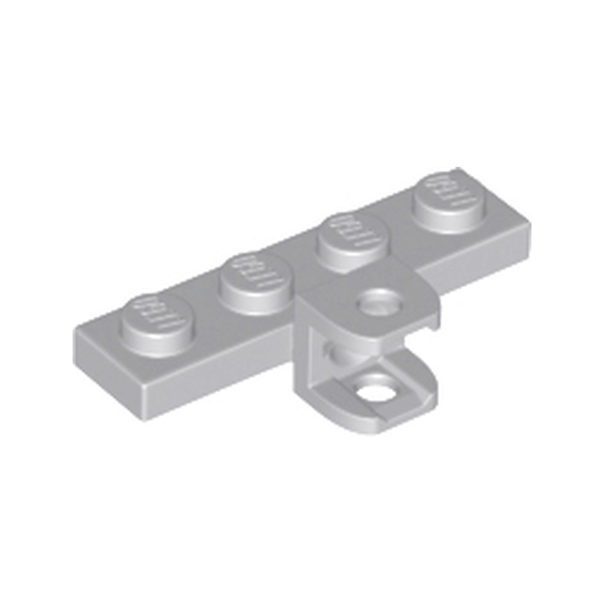 LEGO® Plate, Modified 1 x 4 with Tow Ball Socket, Flattened with Holes 98263 hellgrau