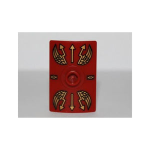 LEGO® Minifigure, Shield Rectangular Curved Scutum with Stud with Gold Lightning Wings and Arrows Pattern 98367pb01