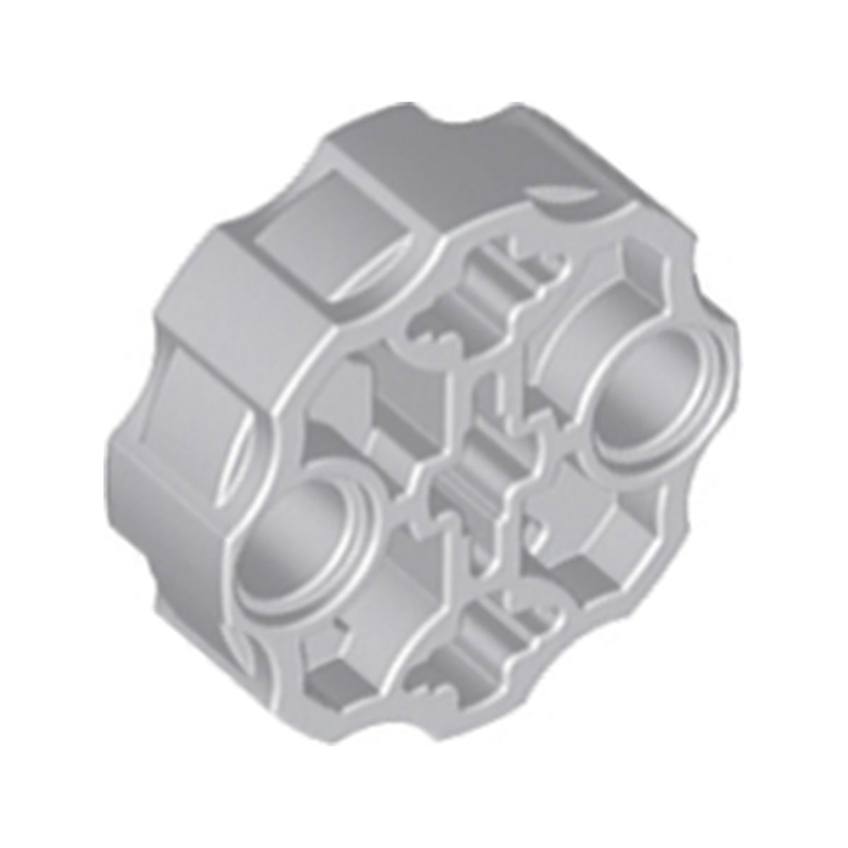 LEGO® Technic, Axle Connector Block Round with 2 Pin Holes and 3 Axle Holes (Hero Factory Weapon Barrel) 98585 hellgrau