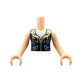 LEGO® Torso Mini Doll Girl Dark Blue Vest with Gold Trim Pattern, Light Nougat Arms with Hands FTGpb081c01 hellnougat