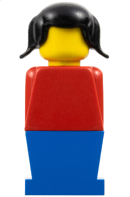 LEGO® Minifigur LEGOLAND Red Torso, Blue Legs, Black Pigtails Hair old034 – Gebr.