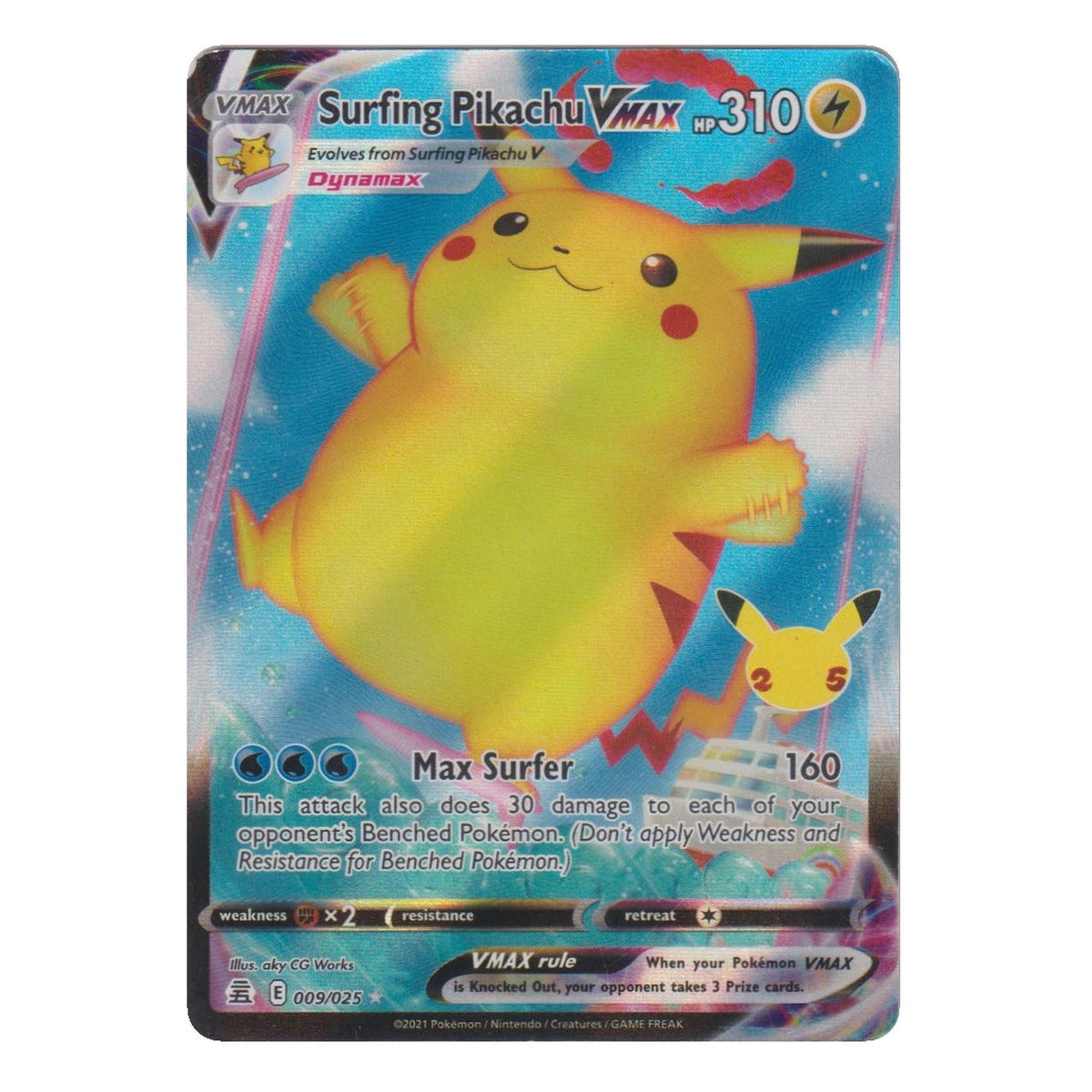 Pokémon: Surfing Pikachu VMAX – Celebrations (CEL 009) – Einzelkarte