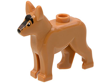 LEGO® Minifigur Dog, Alsatian / German Shepherd with Black Eyes, Nose, Blaze and Dark Brown Muzzle Pattern 92586pb01