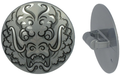 LEGO® Minifigure, Shield Circular / Round Convex Face with Black and Silver Ninjago Dragon Head Pattern 75902pb16
