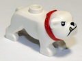 LEGO® Minifigur Dog, Bulldog with Molded Red Collar and Printed Black Eyes, Eyebrows, Nose and Mouth, and Gold Tooth Pattern 65388pb01