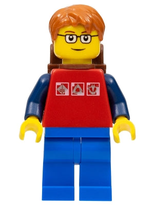 LEGO® Minifigur City-Bewohner mit rotem Shirt und Rucksack cty0180 – Gebr.