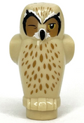 LEGO® Minifigur Owl, Angular Features with Black Beak, Yellow Eyes with One Closed, and Medium Nougat Chest Feathers and Forehead Spots Pattern 92084pb05