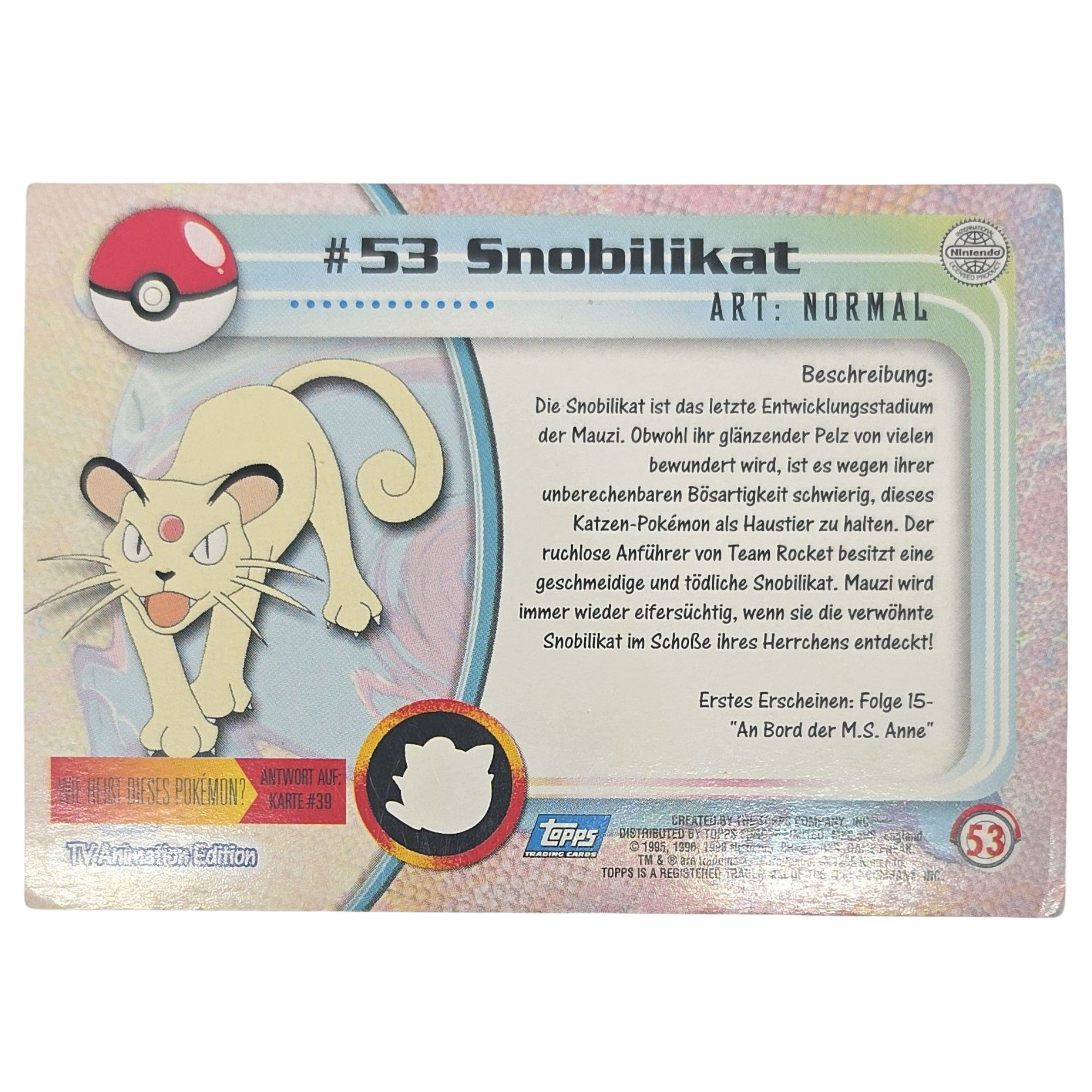 Pokémon Topps: Snobilikat (#53) – Sammelkarte