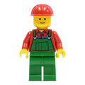 LEGO® Minifigur Overalls Farmer Green, Red Construction Helmet twn106 – Gebr.